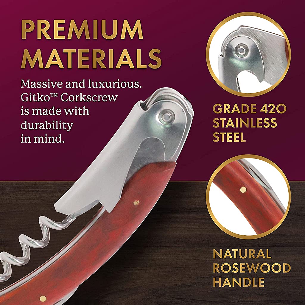HASTHIP 3-in-1 Bottle Openers Wine Opener with Professional Leather Case Corkscrew, Bottle Opener and Foil Cutter for Wine or Beer, Rosewood Waiters Corkscrews Gift Set with Bottles Stopper & Pourer HASTHIP 3-in-1 Bottle Openers Wine Opener with Professional Leather Case Corkscrew, Bottle Opener and Foil Cutter for Wine or Beer, Rosewood Waiters Corkscrews Gift Set with Bottles Stopper & Pourer